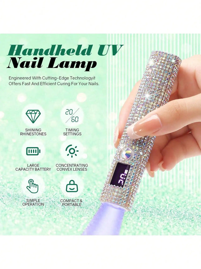 1 Lámpara de Uñas LED Mini UV, Portátil, Adecuada Para Gel de Esmalte de Uñas, Secado Rápido, Luz UV de Curado Recargable Con Pantalla LED, Herramienta de Arte de Uñas
