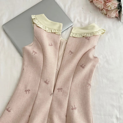 MEXZT Sweet Pink Mini Dress Women Fashion Kawaii Party Bow Patchwork Dresses Korean Elegant Sundress Summer Bodycon Vestidos New