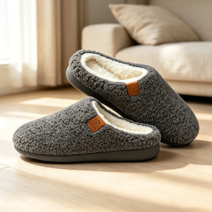 Shevalues Fur Lining Women's Slippers Curly Fleece House Shoes Fuzzy Comfy Warm Bedroom Slides Memory Foam Soft Sole Slippers