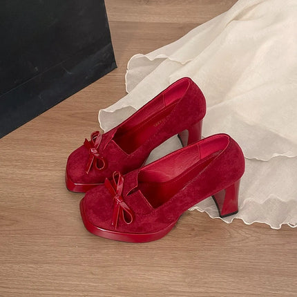 Street Style Platform Women Mary Jane Shoes Shallow Slip On Ladies Elegant Thick Heel Dress Pumps 2026 Spring Ladies Shoes