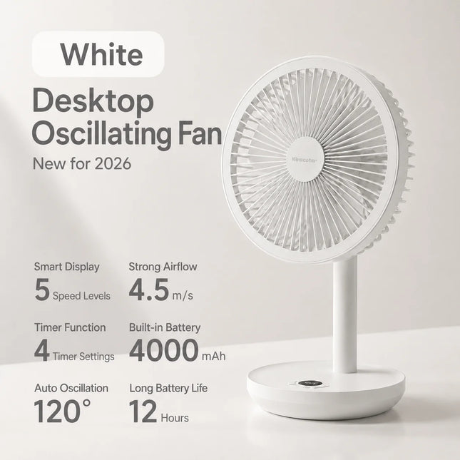 BLDC Oscillating Desktop Fan 4000mAh 5 Wind Speeds Silent Portable Rechargeable Fan with Timing Function - product image 9