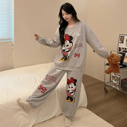 2Pcs Spring Autumn Clothing Sets Sleepwear Pajamas Set Cotton Cartoon Pyjamas Y2K Aesthetic Fashion Fit Loungewear