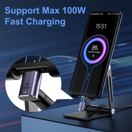 USB4.0 Magnetic Adapter Thunderbolt3 40Gbps 8K@60Hz USB C Data Adapter USB C Male to Female 100W Fast Charging Magnet Converter