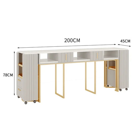 Professional Nail Beauty Salon Furniture Set Luxury Manicure Desk & Chair White Client Table Iron & Metal for Living Room
