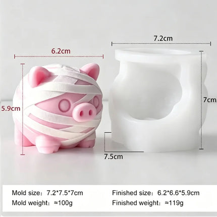 3D cute Halloween Silicone Candle Mold-Pumpkin Bear Mummy Piggy Ghost Mold Soap Plaster Resin Handmade Home Decoration