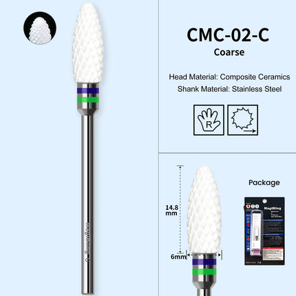 Flame Nail Drill Bits Composite Ceramics Milling Cutter Sharp Durable Bit for Efile Acrylic Nail Removal Manicure Salon Tools