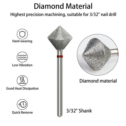 1/2Pcs C Radians Diamond Nail Drill Bit Milling Cutter Nail Edge Trimming Tool Diamond Sand Polishing Manicure Accessories