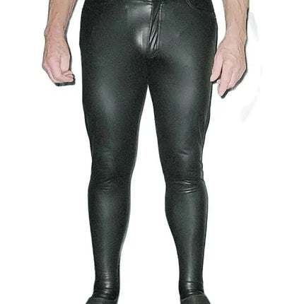 High-Elastic Faux PU Leather Jeans Pantyhose Tights Sexy Fitness Leggings Pencil Pants Mens Fashion Trousers Collant Pantalon