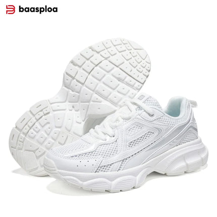 Baasploa Women Running Shoes Lightweight Breathable Sport Shoes Female Comfort White Casual Sneakers Height Increase Cushioning