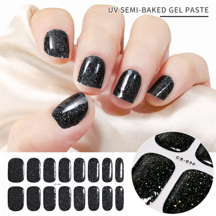 Semi Cured Wraps Fast Gel Nail Sticker Soild Nail Gel Wraps Adhesive Full Cover Gel Nail Decal UV Lamp Cured Manicure Decoration