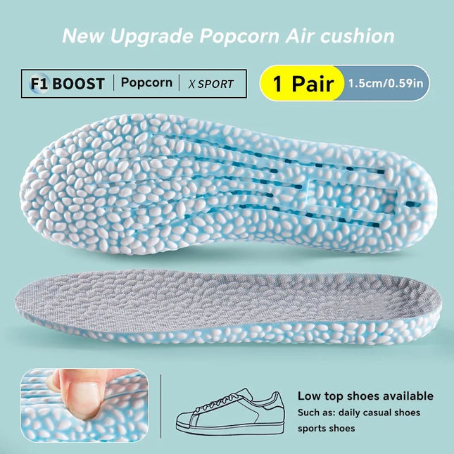 Heightening Running Insole for Shoes PU Popped Rice Particle Foam Super Elastic Insole Templates Feet Men Women