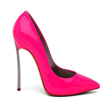 Rose Matte Leather High Heels Stilettos Metallic Heels Women Sexy Pointy Toe 10CM Blade Heels Pumps Slip On Party Ball Shoes