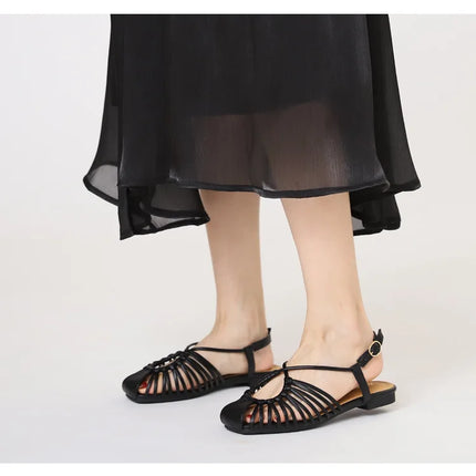 Women Flat Sandals Summer Narrow Band Roman Shoes Casual Plus Size Brand Designer Banquet Beach Gladiator Sandalias Zapato