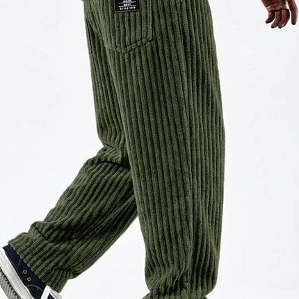 Men's New Fashion Solid Color Ribbed Casual Pants Comfortable Loose Versatile Trendy Minimalist High Quality Streetwear Trousers