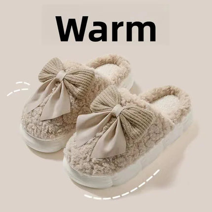 Winter Cute Butterfly Cotton Slippers for Women Non Slip Thick Sole Fluffy Indoor House Shoes Warm Maternity Home Footwear