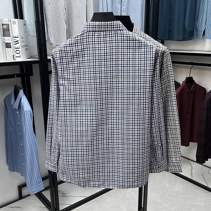 Men's Lapel Collar Plaid Shirt Long Sleeve Button Front Breathable Comfortable Fabric Casual Business Daily Wear Single Pocket