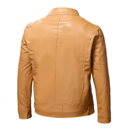 Pure Color New Men Plush Leather Jacket Large Size 5XL Autumn and Winter Male Daily Casual Stand Collar Coats
