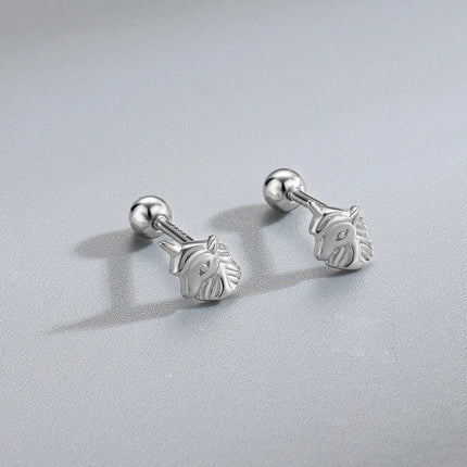 Silver Color Simple Small Rose Star Stud Earrings Tragus Cartilage for Women Hypoallergenic Daily Wear Ear Piercing Jewelry Gift