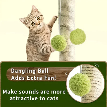 Coconut tree cat scratching pole with hanging ball suitable for all seasons - an essential toy for indoor cats