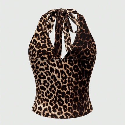 European and American Spring, Summer and Autumn Hot-Selling Leopard Print Casual Large Size Neck Vest