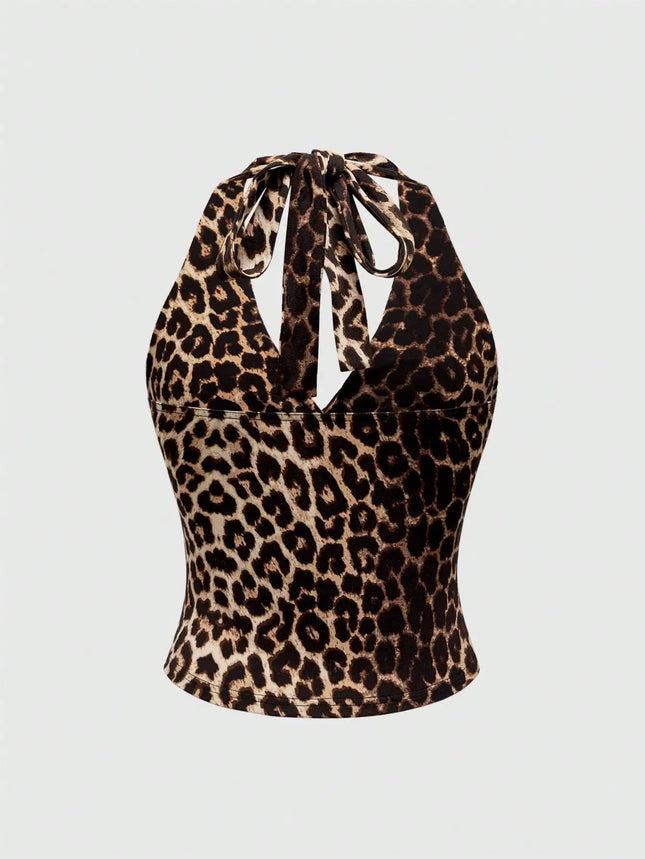 European and American Spring, Summer and Autumn Hot-Selling Leopard Print Casual Large Size Neck Vest - product image 2