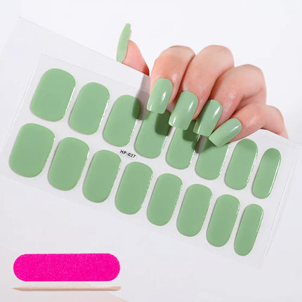 Semi Cured Wraps Fast Gel Nail Sticker Soild Nail Gel Wraps Adhesive Full Cover Gel Nail Decal UV Lamp Cured Manicure Decoration