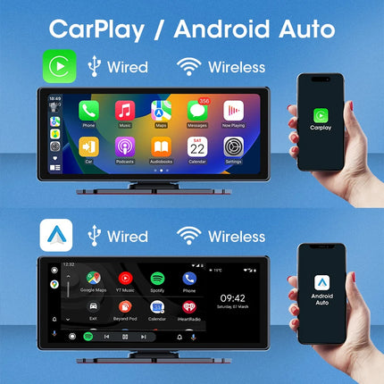7/8.1 inch Suspended Type Wireless CarPlay Touch Screen Portable Car DVR Android Auto Dashcam GPS Navigation Rearview Camera FM
