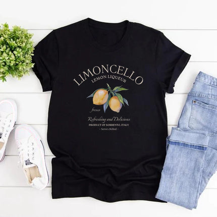 Limoncello T-Shirt Italy Lemons T-shirt Women Short Sleeve O-neck T-shirts Graphic T Shirts Amalfi Coast Italian Summer Tops