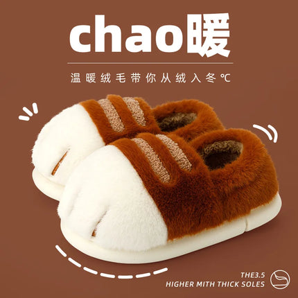 Winter Warm Women Home Slipper Fuzzy Cat Tiger Paw Claw Fur Plush Indoor Lazy Man Thermal Furry House Shoe Funny Flat Flip Flop