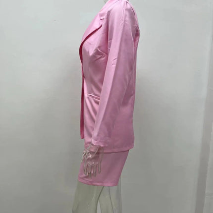 Spring and Autumn Minimalist Style Solid Color Long Sleeved Suit Jacket Fashionable Casual Shorts Set