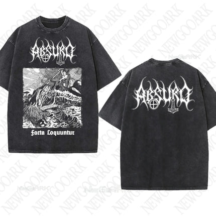 Black Metal Absurd Washed T Shirt Band Gothic Gift Mens Clothing Graphic Vintage Hip Hop T-shirt Streetwear Tees Short Sleeve