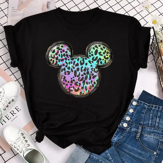 Neue T-Shirts für Damen Mode Herz Minnie Print Unisex T-Shirt Y2K Streetwear Kleidung Kawaii Maus Kopf T-Shirt Damen Oberteile