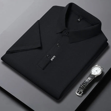 New Men's Short Sleeved Solid Color POLO Shirt Breathable and Comfortable Elastic Top