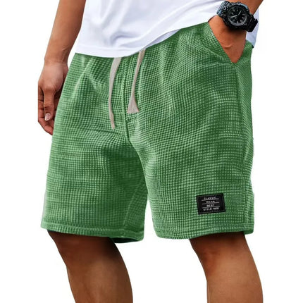 Summer Men's Waffle Texture Casual Sports Beach Shorts Quick Dry Trendy Versatile Bermuda Shorts Streetwear Lightweight Pants