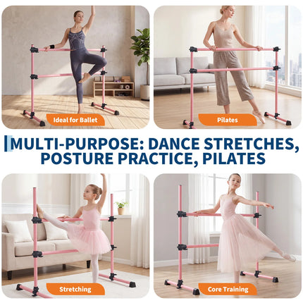 Ballet Barre 4FT Freestanding Dance Barre for Beginners,Home Practice, Pilates & Stretching | Heavy Duty Supports 350 Lbs, Adjustable Height,48 Inch Portable Ballet Bar for Kids & Adults,