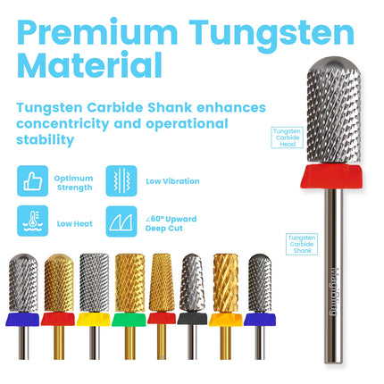 MagiBling Professional Nail Drill Bits Super Cut Carbide Nails Bit Cutter for Hard Acrylic Gel Removal Manicure Tools 3/32''