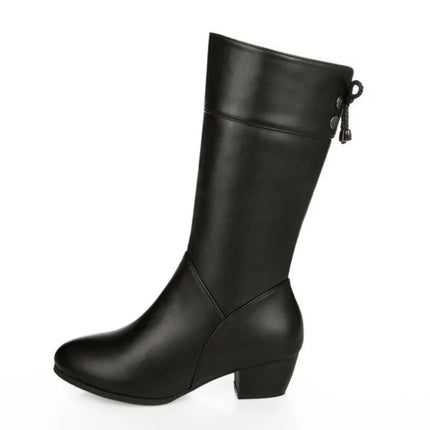 2025 Mid Calf Boots for Women Shoe Outdoor Ladies Footwear Size 34-42 Winter Fuzzy Motorcycle Boots Fashion Outdoo Black Botas