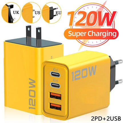 120W Multi Port USB USB-C Quick Fast Charger PD QC3.0 Wall Power Adapter EU US UK Plug For iPhone 17 16 15 14 - product image