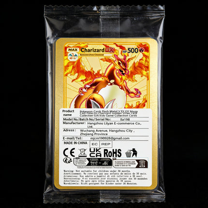 Pokemon Cards Flash Metal V EX GX Mega Card Pikachu Charizard Golden Vmax Card Collection Gift Kids Game Collection Cards
