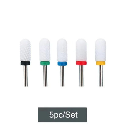 5 PCS Ceramics Nail Drill Bits Conical Tip For Manicure Drill Rotating Polishing Machine Cutter Remove Gel Acrylic Accessories