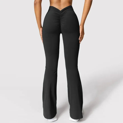 Yoga Flare Pants Women Sexy V-Cut Waist Butt Liftting Fitness Leggings Comfort Gym Running Fashion High Waist Slim Leggings