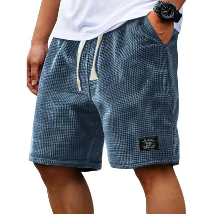 Summer Men's Waffle Texture Casual Sports Beach Shorts Quick Dry Trendy Versatile Bermuda Shorts Streetwear Lightweight Pants