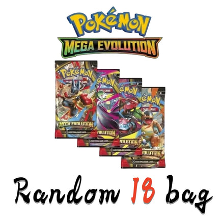 Random 18 bag Pokemon TCG Booster Pack Mega Evolution Ascended Heroes English Version Cards Per Pack Rare Trading Cards