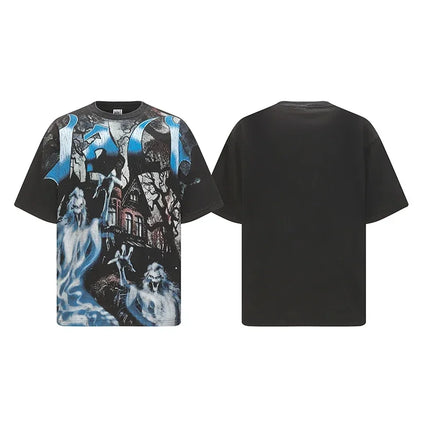 Sport Speech  Washed Hand Worn   T SHIRT Good Quality Fashion Men Summer Style Women Vintage T Shirt Tee