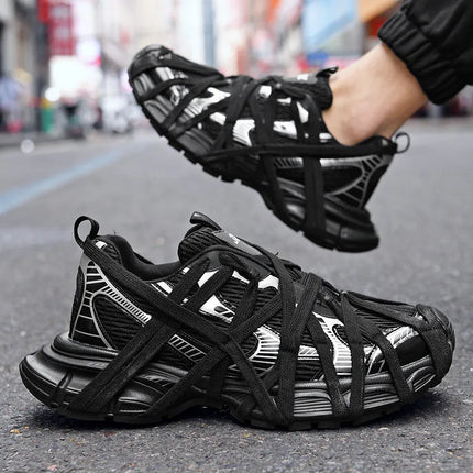 Men's Lace Up Street Sneakers Niche Thick Splicing Mixed Color Sports Shoes Arrival Vulcanization Shoes Punk Breathable Women