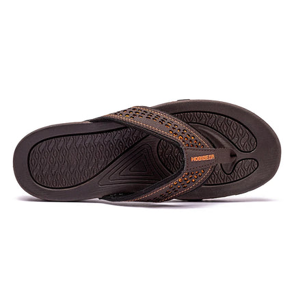 Jumpmore Summer Flip Flops Men Shoes Outdoor Fashion PU Leather Flat Shoes Beach Holiday Shoes Size 40-50