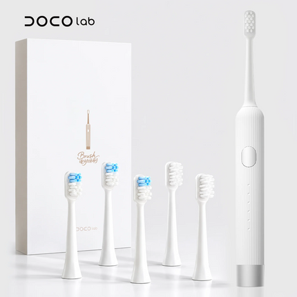 DOCO LAB Electric Toothbrush Vibration Sonic Electric Toothbrush for Adults Rechargeable Smart 6 Modes 5 Brush Heads