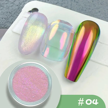1Jar Metallic Mirror Chrome Nail Powder Holographic Laser Silvery Golden Nail Rubbing Glitter Pigment UV Gel Polish Mirror Powde