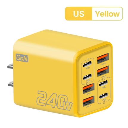 8 in 1 GaN USB-C Desktop Charger 240W Fast Charge Phone Adapter USB-C Cable For iPhone Samsung Xiaomi EU/US/UK - product imag