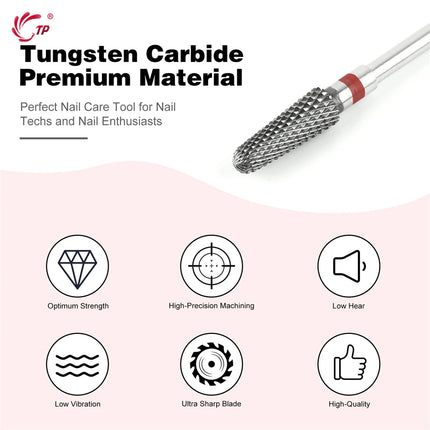 TP Tungsten Steel Nail Drill Bits Rotary Cuticle Clean Electric Nail Drill for Manicure Pedicure Burrs Remover Nail Accessories